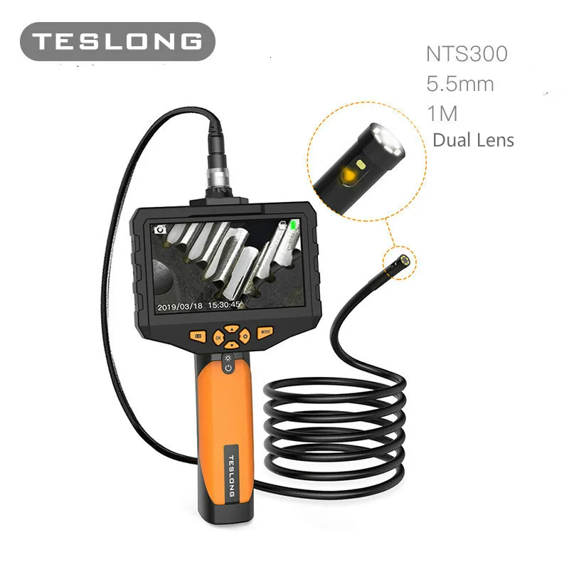 TESLONG NTS300 1 м 3 кабель 5 мм гибкий бороскоп с двойным объективом для камеры IP67