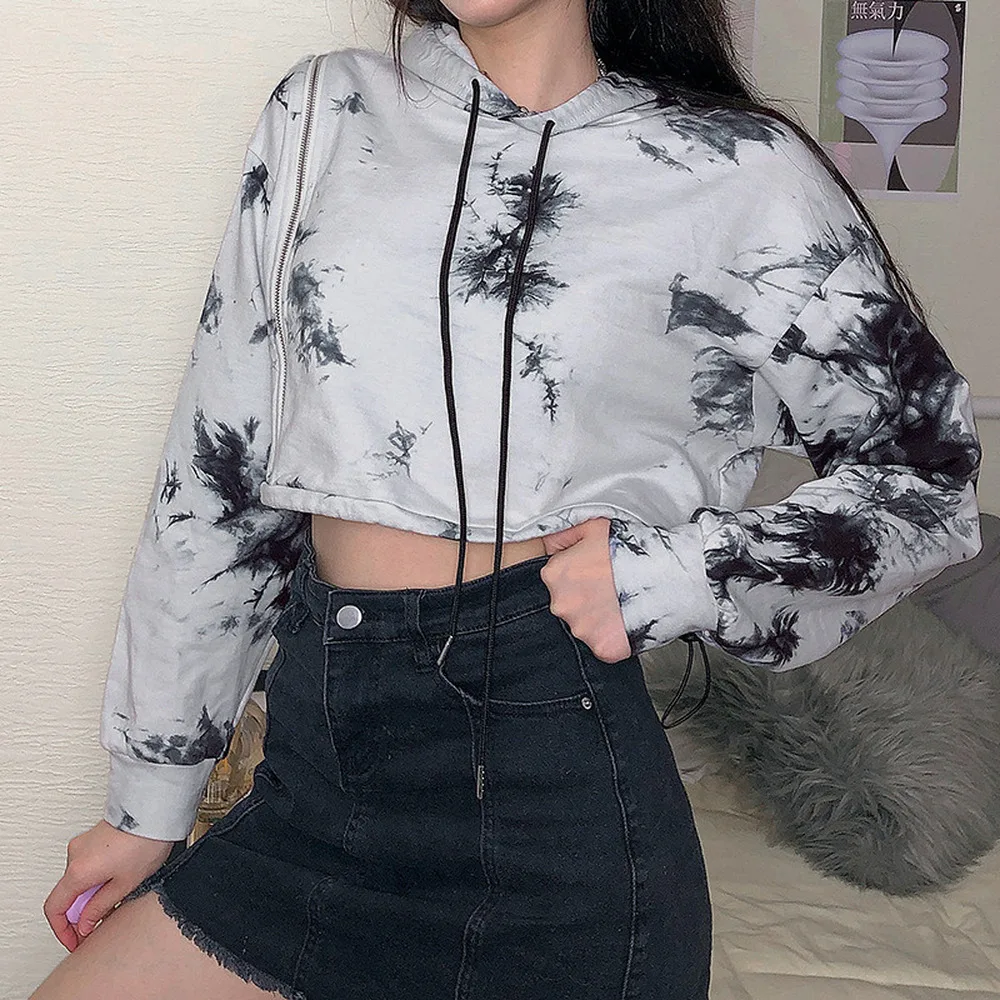 

Женская хлопковая толстовка с капюшоном, на молнии, с завязками