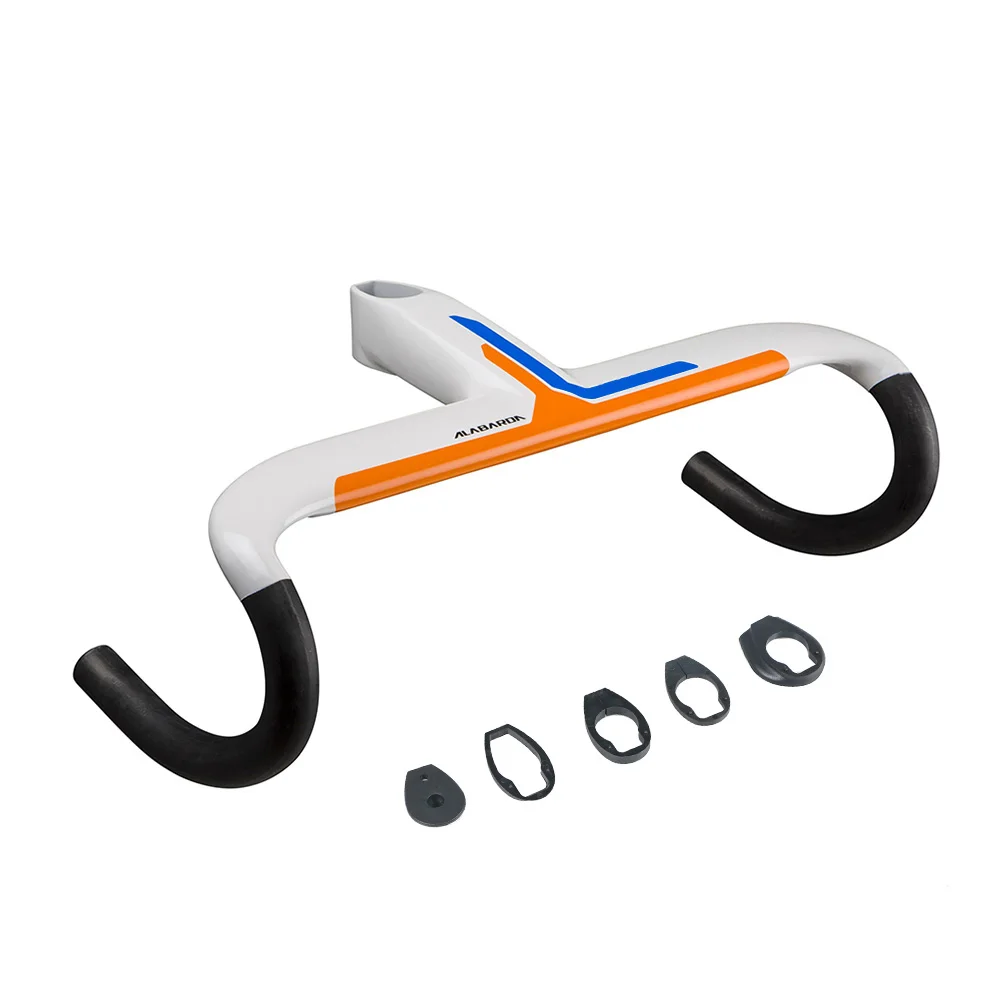 white orange T800 UD тканевый углеродный Руль 28,6 мм Интегрированный руль для шоссейного велосипеда 42 см 100 мм - Цвет: white orange