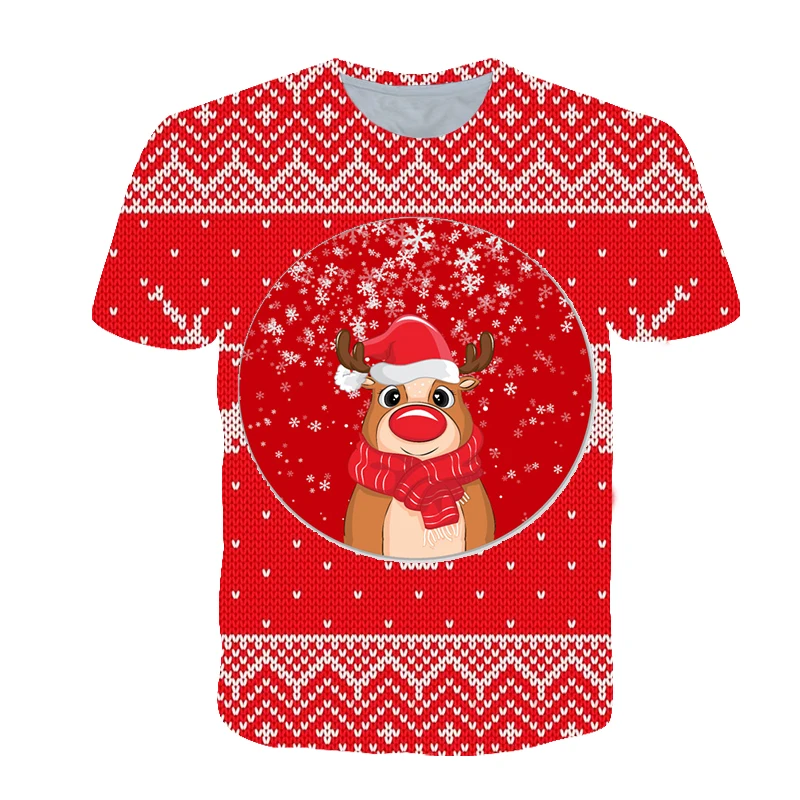 

Рождественская одежда для детей, топ с коротким рукавом и 3D принтом для маленьких девочек, модная подходящая Рождественская футболка, наряд...