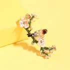 Новый золотой Цвет покрытием с цветным принтом с рисунком вишни для детей от Броши с птицами для женщин Роскошные свадебные Bijoux (украшения своими руками) штыри одежда ювелирные изделия аксессуары эмали штырь