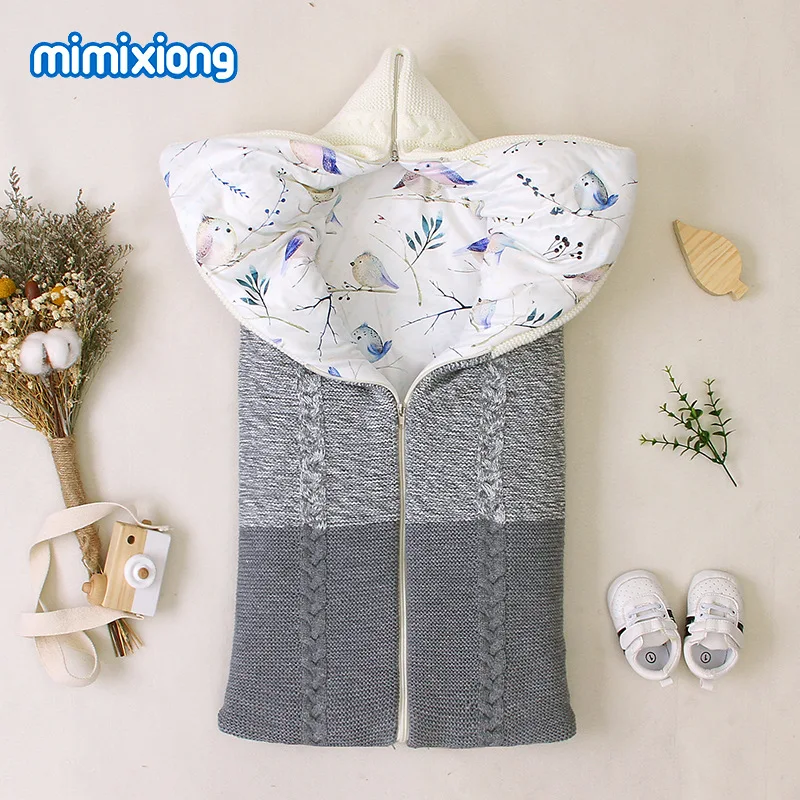 

Ins autumn and winter baby sleeping bag newborn envelope type thickened zipper anti kick sleeping bag