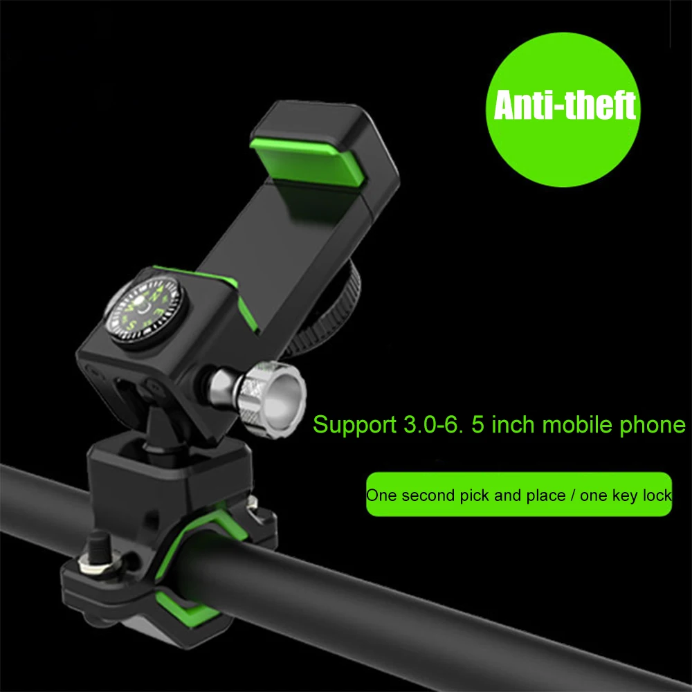 

360 Degree Rotation Bicycle Mobile Phone Stand with Light LED Anti Theft Bicycle Phone Mount for 3 Inch to 6.5 Inch Phones Q003