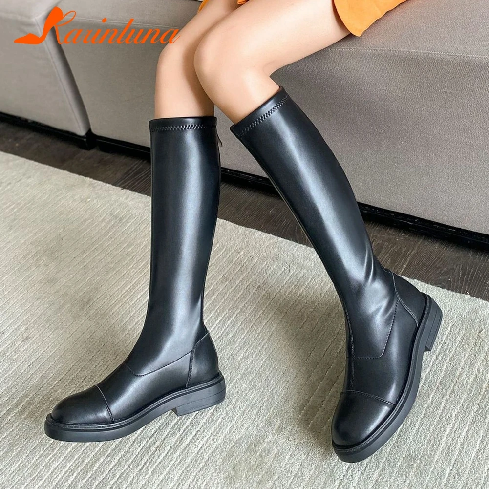 

Женские брендовые дизайнерские ботинки KARINLUNA, ботинки на платформе и массивном каблуке, с молнией, до середины икры, для весны