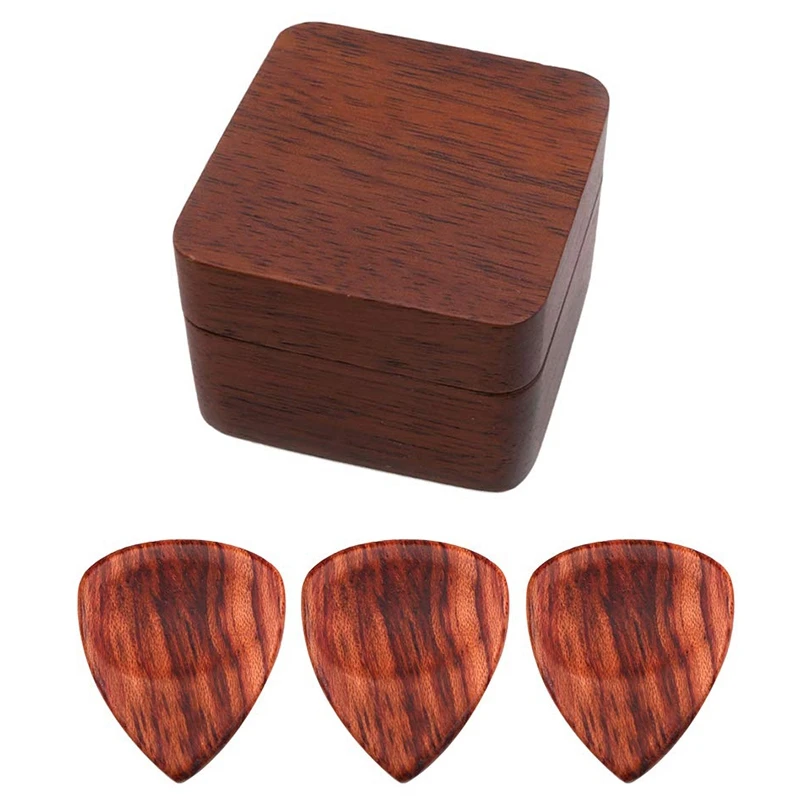 Durable Wooden Guitar Bass Plectrums with Box Musical Instrument Accessory Wood Picks Suitable for Guitars Mandolin | Спорт и