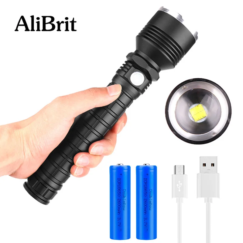 D50 AliBrit XLamp xhp70.2 самый мощный светодиодный фонарик Перезаряжаемый 18650 или 26650