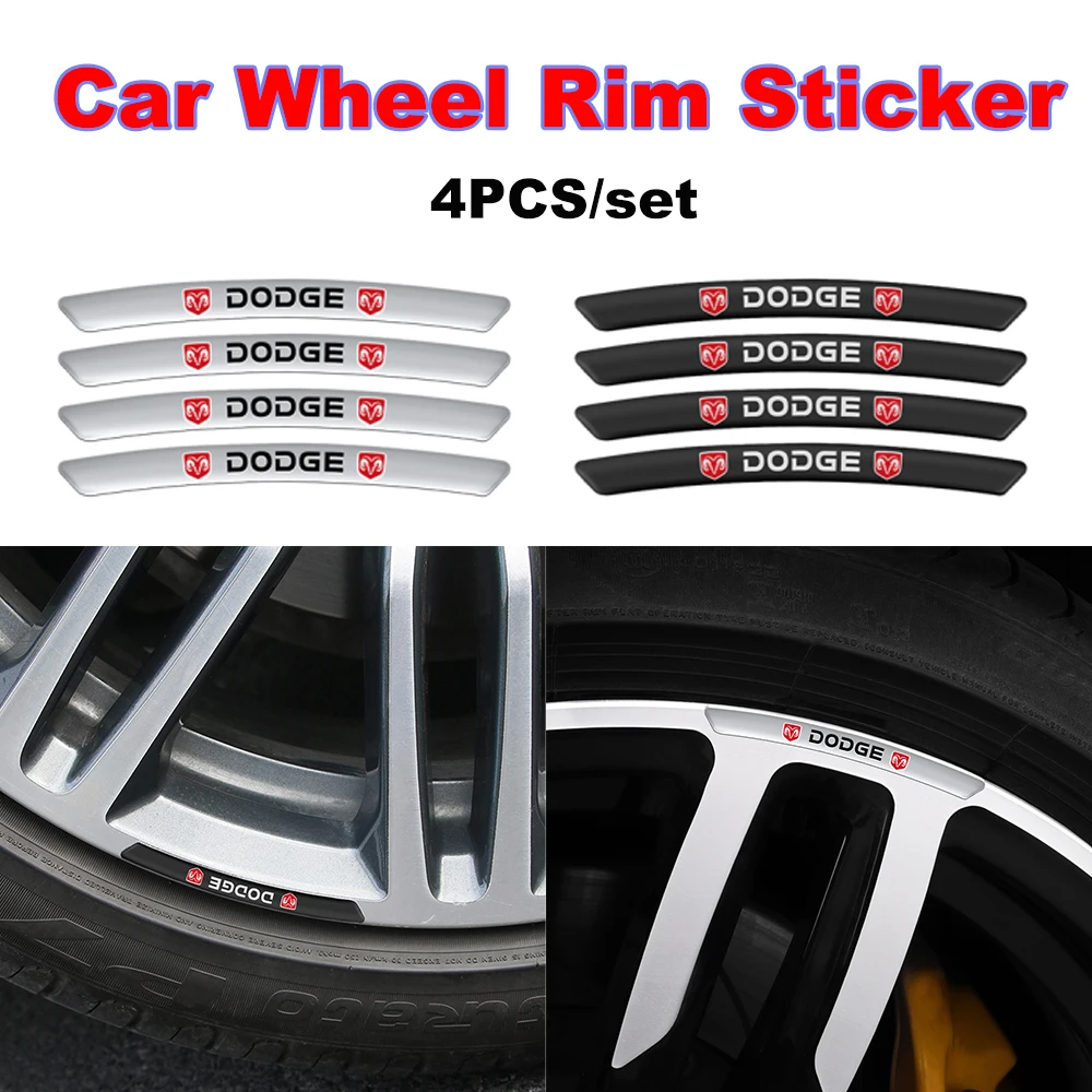 

4PCS Aluminum Wheels Rims Racing Car Stickers Auto Accessories For Dodge Challenger Avenger SXT Caliber Nitro RAM 1500 SRT etc
