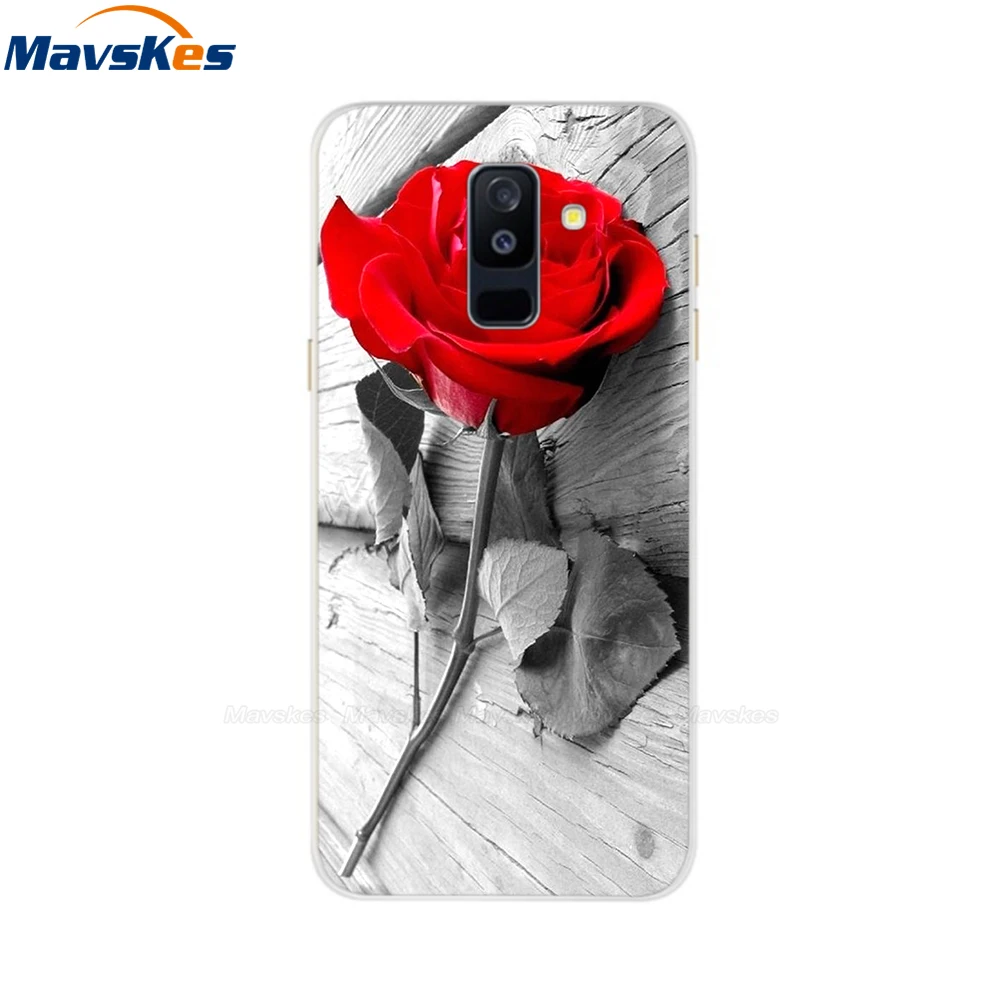 Floral Case For Samsung A6 2018 Cover A 6 A600F Soft Silicone TPU Phone Case For Samsung Galaxy A6 Plus 2018 A605 A605F Case Cat