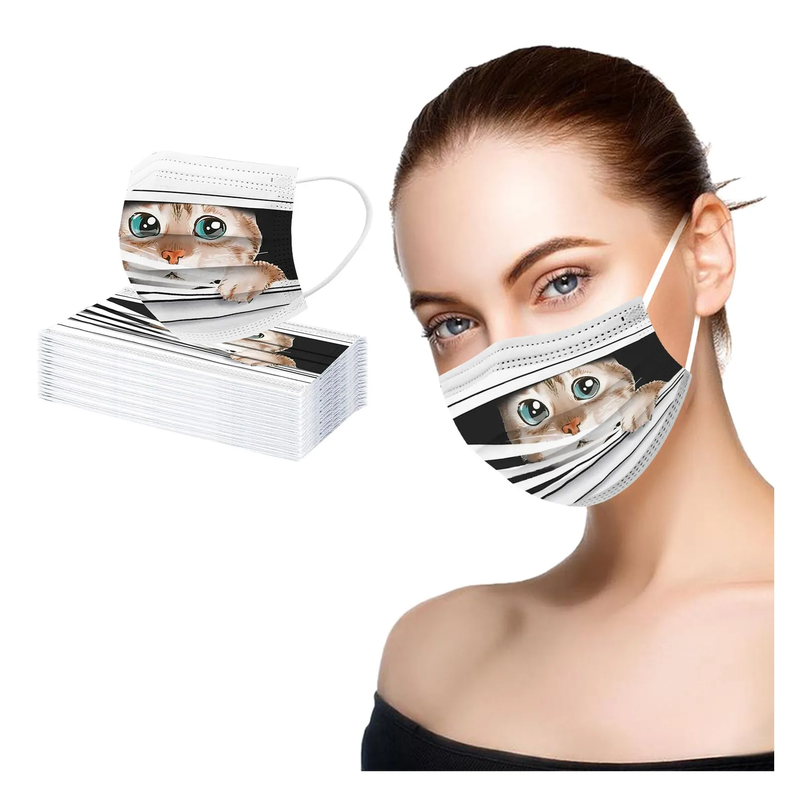 

Disposable Masque Breathable Face Mask Cute Print Mascarilla Face Shields Proof Protect Mouth Cover Mondkapjes Shade Masks d5