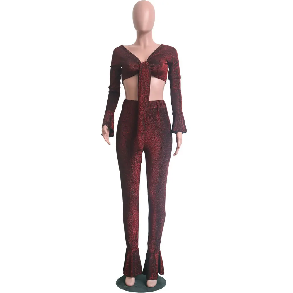 Весенний сексуальный костюм из 2 предметов с блестящей проволокой укороченный