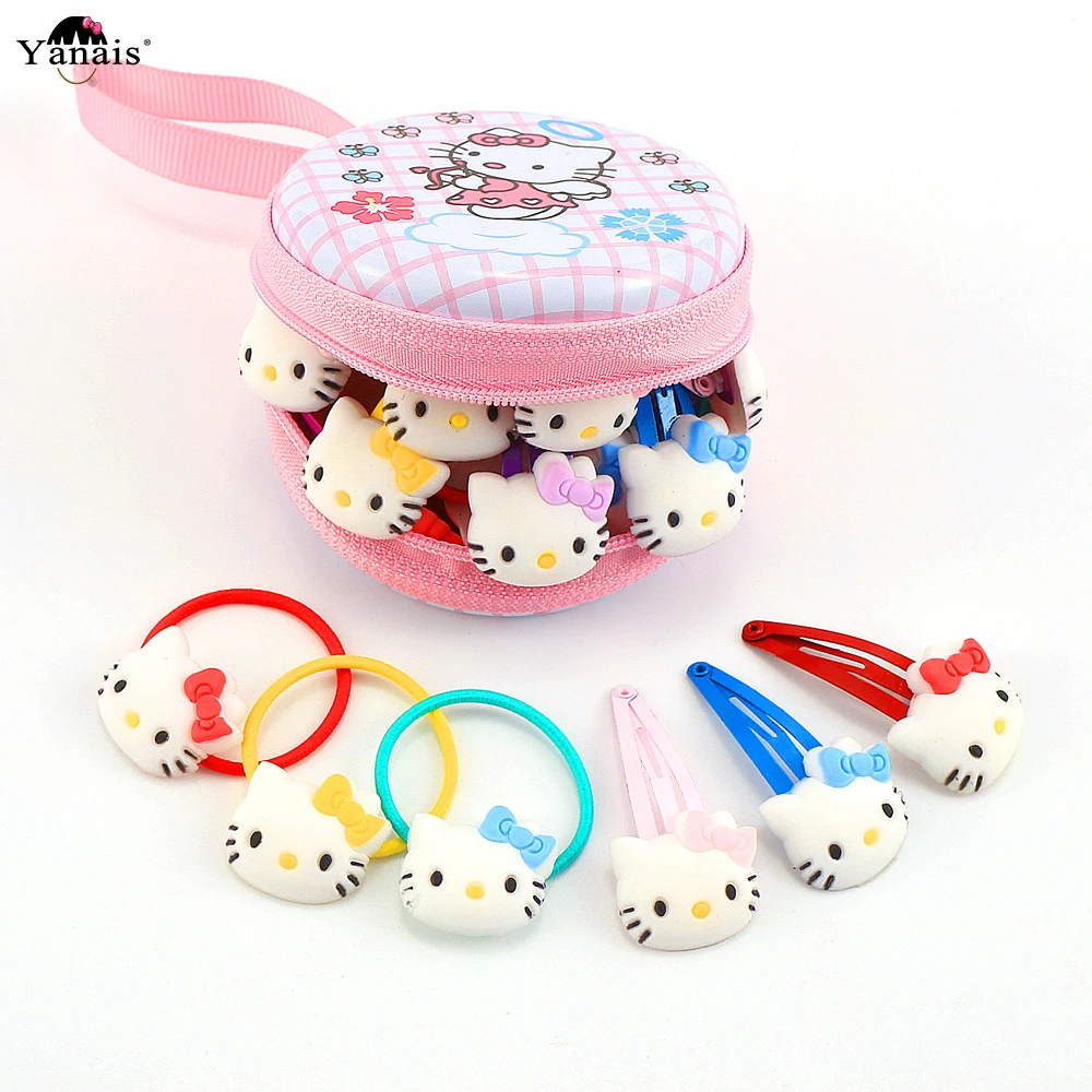 Горячая Распродажа hello kitty заколки для волос эластичные резинки для волос набор для девочек акриловые Мультяшные медведи кролик кошачьи заколки, аксессуары