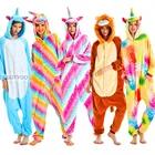 Пижама в виде единорога Унисекс Взрослые комбинезоны в виде животных для женщин и мужчин парные зимние пижамы 2021 одежда для сна в стиле ститча фланелевые пижамы