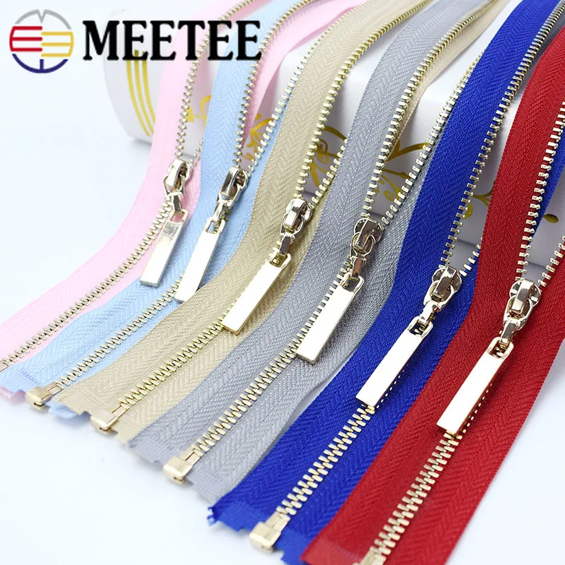 2 шт. Meetee 3# Металл Конец застежки-молнии/40 70 см с золотыми зубьями и длинной застежкой-молнией застежка для пошива сумок пуховик, куртка, юбка, Костюмы аксессуары