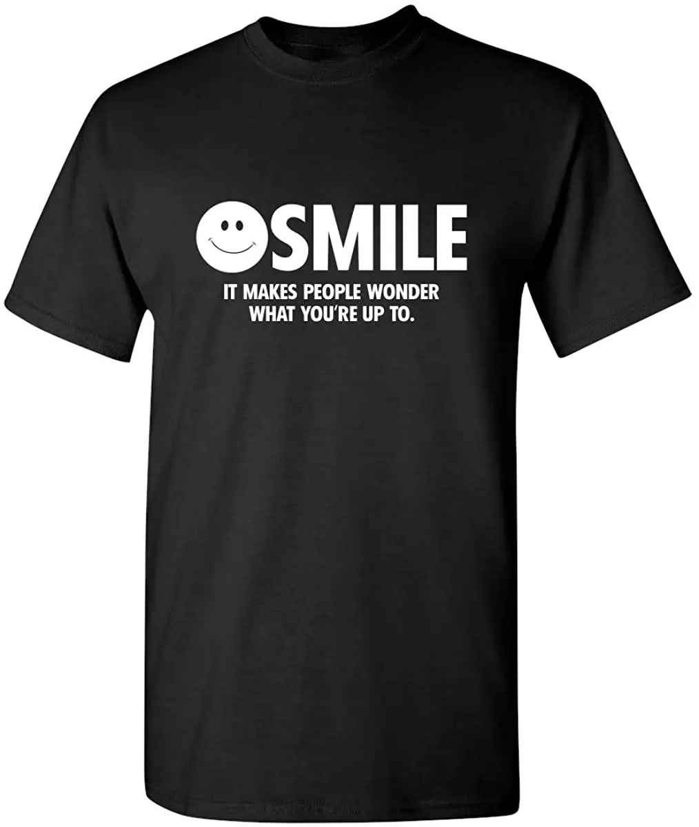 

Мужская футболка Smile It Make People Wonder Graphic, забавная саркастическая футболка, Новинка