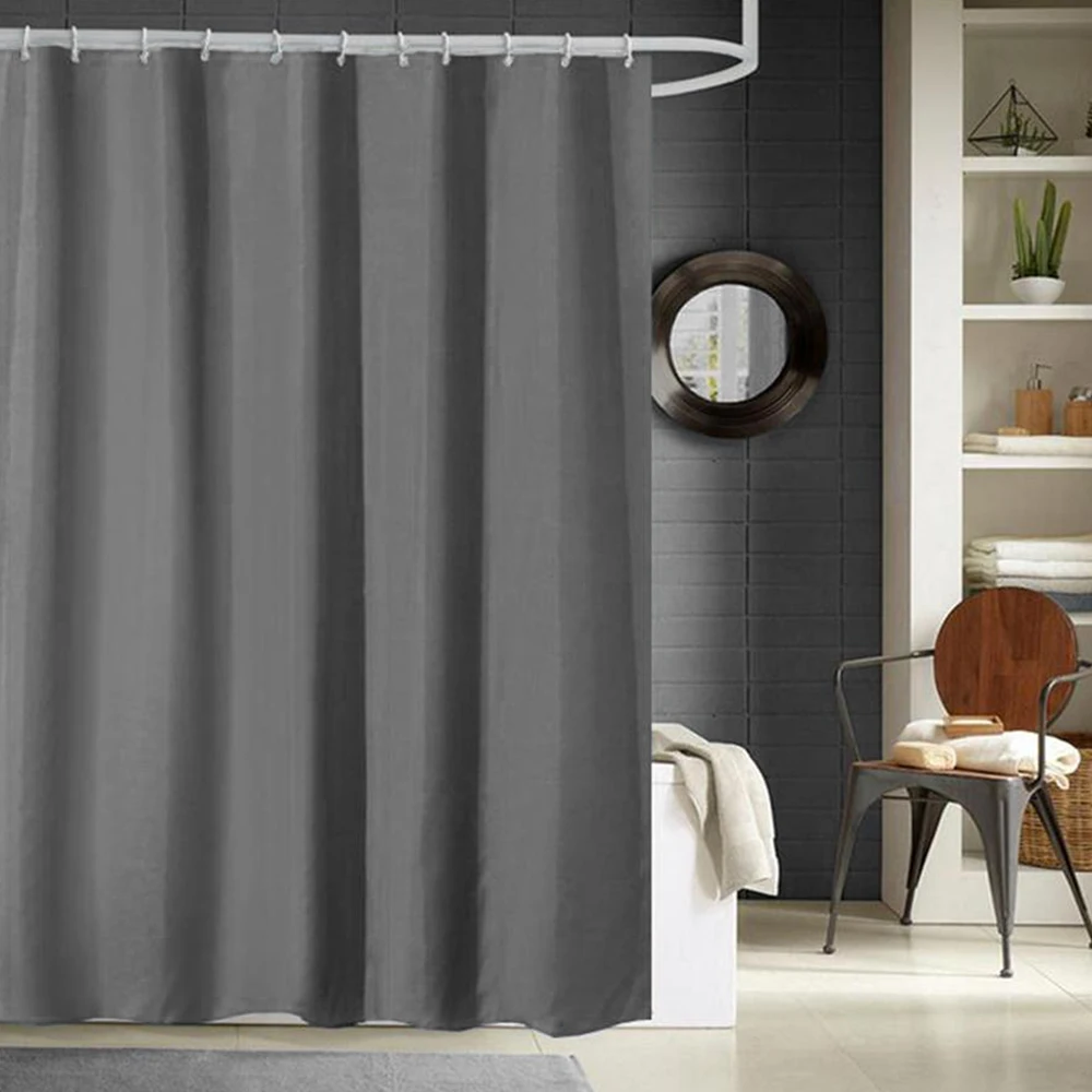 

1pc Modern Shower Curtains 180x200cm Waterproof Solid Color Bath Curtains For Bathroom Bathing Wide 12 Cover Large Bathtub Hooks