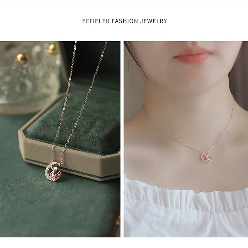 

Summer New Style Moon Prince Necklace For Women Fashion Jewellery Titanium Steel Real Gold Plating Color Party Birthday Present