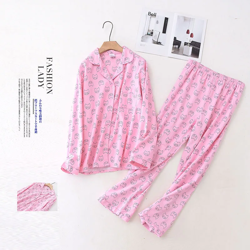 Женские пижамные комплекты из 100% хлопка осенне-зимние теплые пижамы с начесом