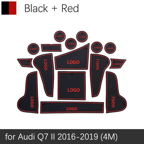Red Противоскользящий резиновый подстаканник для ворот для Audi Q7 MK2 4 M, коврик для двери, наклейки, нескользящая накладка, аксессуары - Название цвета: Red
