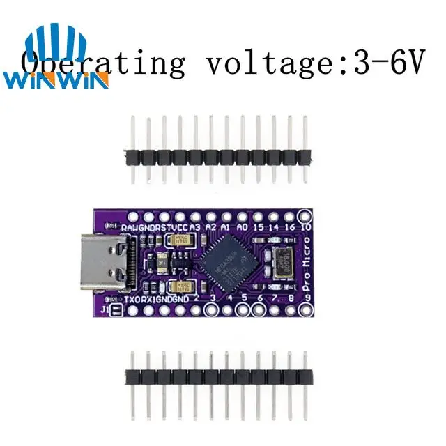 Pro Micro ATMEGA32U4 5V/16MHZ module With the bootloader for arduino MINI USB/Micro USB/TYPE-C with 2 row pin header | Электронные