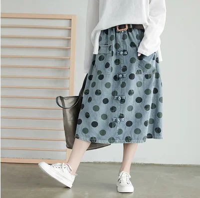 Осенняя юбка женская модная Свободная Повседневная джинсовая 2019 Новый женский