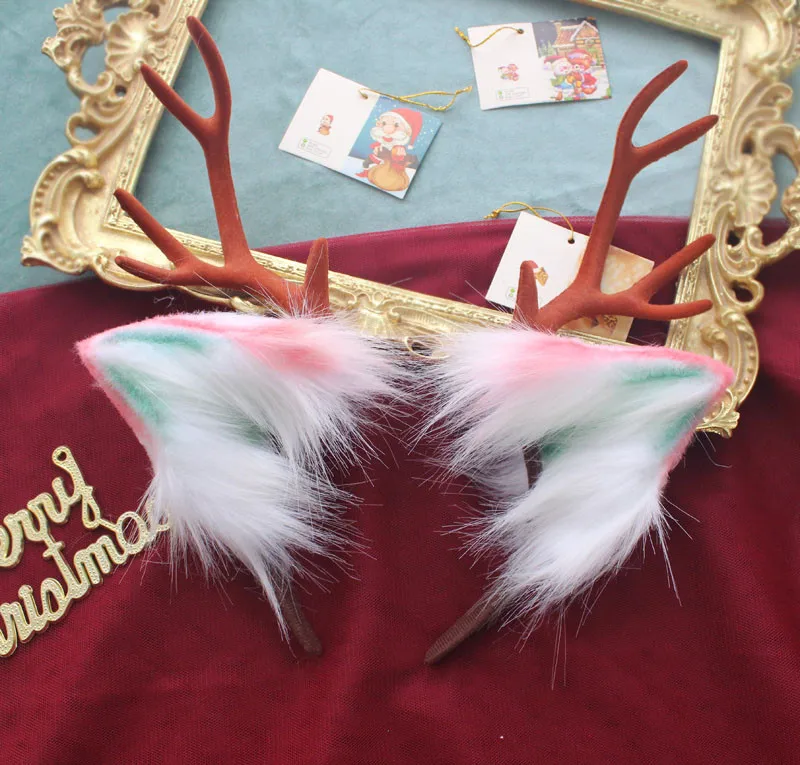 

Original Design Elk Antlers Animal Ears KC Lolita Headdress Sweet Girls Hair Hoop Xmas Cosplay Headband Hair Accessories Cute