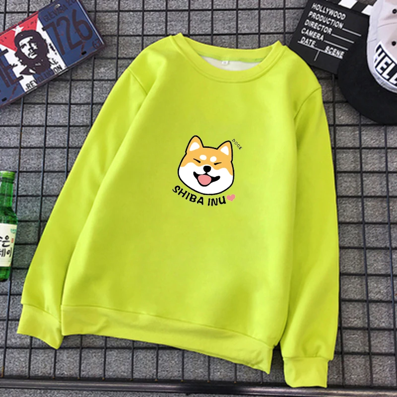 

Harajuku Kawaii Shiba Inu Pattern Print Sweatshirt Pullovers Women Casual O-neck Clothes Kpop Cotton Pullover Sweatwear Hip Hop