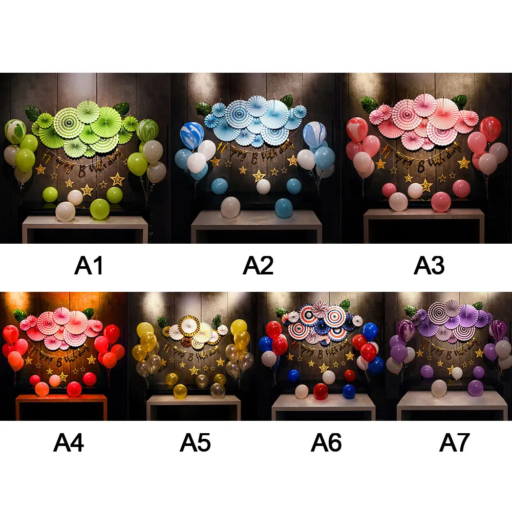 Flower latex Balloons Flag Garlands Fan Paper Ball Tissue Pom Poms Baby Birthday Party Decoration | Дом и сад