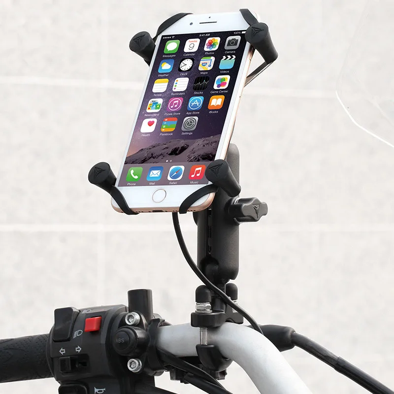 motorcycle handlebar aluminuma alloy grip cell phone mount holder with wireless charger for 4 6 5 inch mobile phones free global shipping