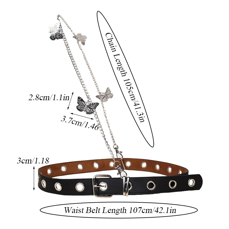 

Punk Metal Pants Waist Chain Women Pants Punk Waist Belt Street Shining Butterfly Pant Chain Hip Hop Punk Belt Chain Jewelry