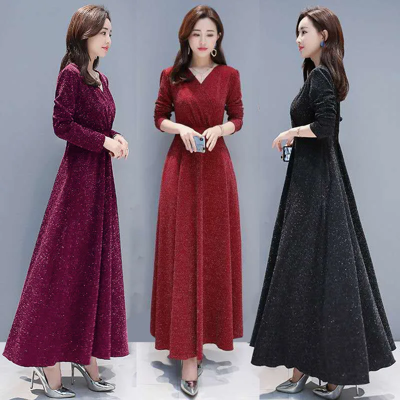 Элегантное блестящее Новое весеннее женское платье макси облегающее пикантное с