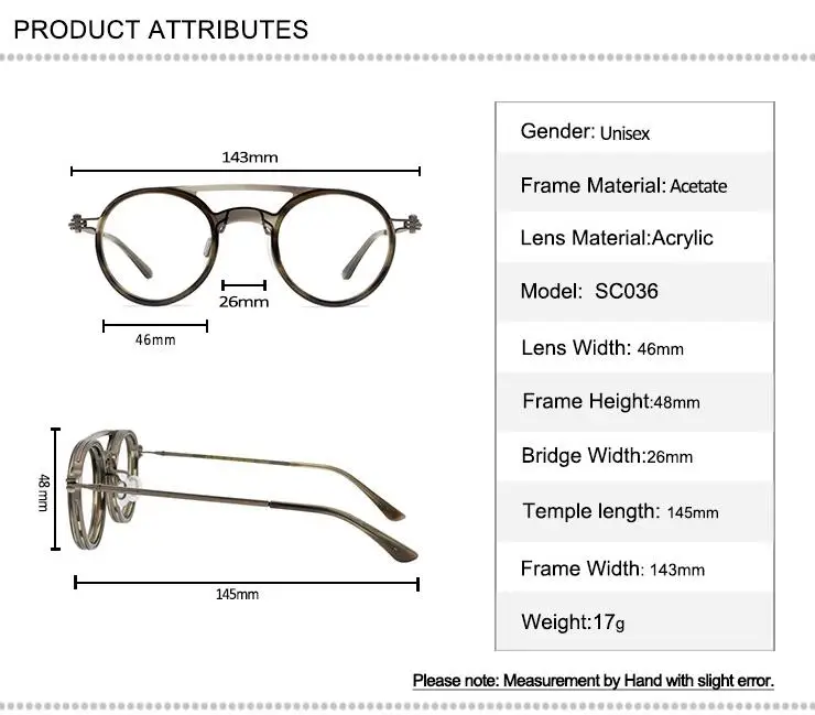 

Vintage Round Acetate Alloy Glasses Frame Men Full Rim Myopia Eyeglasses High Quality Clear Lens Optical Eyewear Women Spectacle