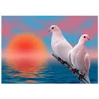 Алмазная 5D картина сделай сам, Круглый Набор для вышивки с изображением восхода солнца, моря, голубей, животных, мозаика, украшение для дома