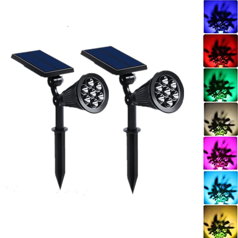 7 светодиодный уличный светильник на солнечной батарее цветов точечный садовый