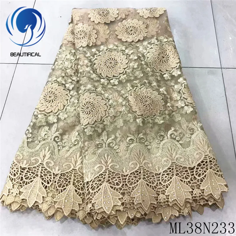 

Красивая французская сетчатая кружевная ткань, камни, африканская вышивка, кружевная ткань, гипюр, украшение 2019, ткань, кружева ML38N233