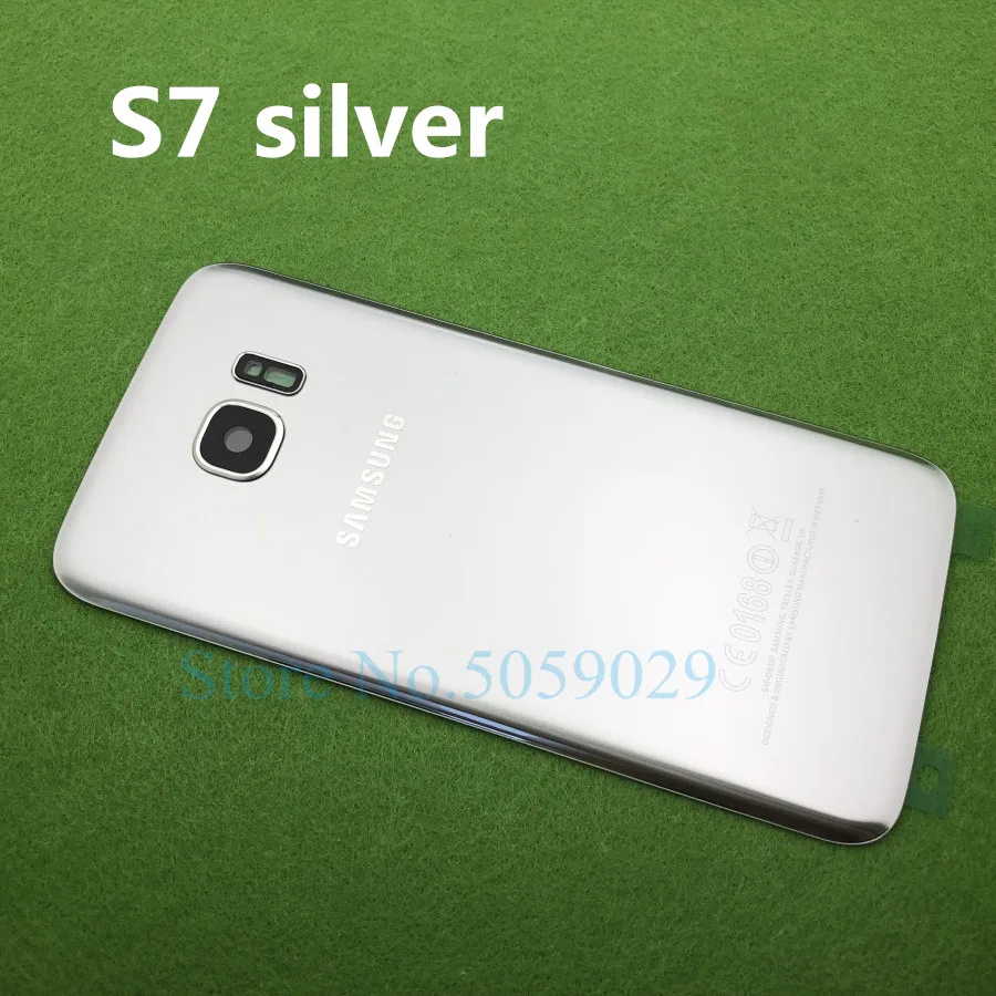 S7 silver Для SAMSUNG Galaxy S7 G930 SM-G930F S7 Edge G935 G935F Задняя стеклянная крышка батарейного отсека задняя дверь Корпус Задняя стеклянная крышка - Цвет: S7 silver