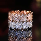 Роскошное изысканное дизайнерское женское кольцо с круглым и прямоугольным камнем с косым расположением, модное свадебное обручальное ювелирное изделие, подарок Вечерние