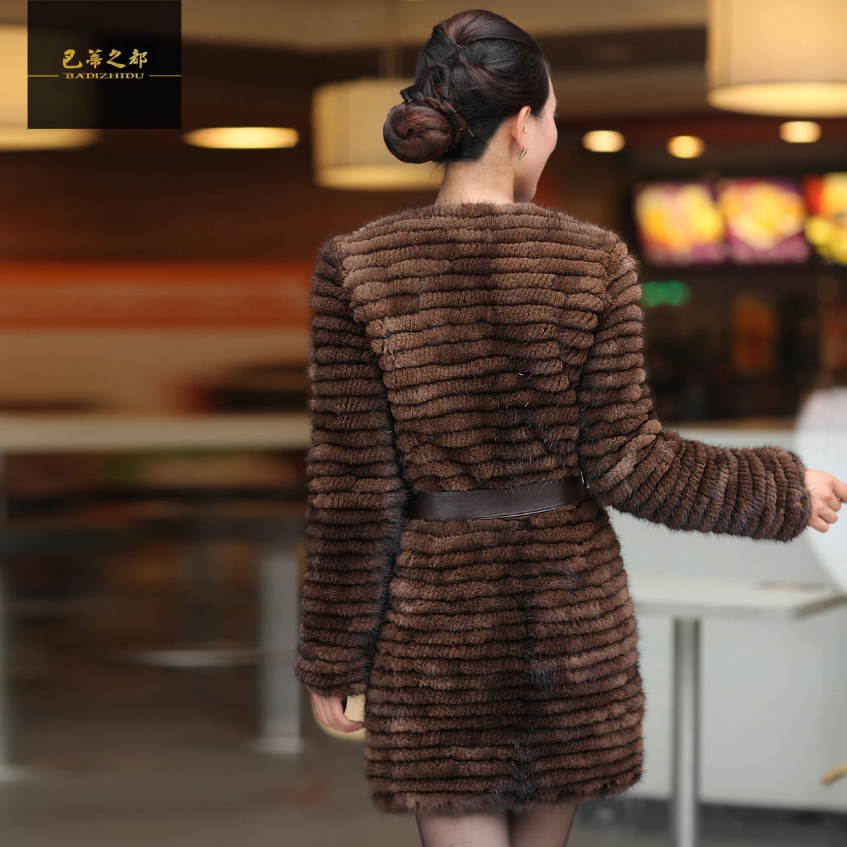 ZDFURS* Горячая Распродажа, вязаный норковый шуба, зимнее модное меховое пальто, длинное стильное