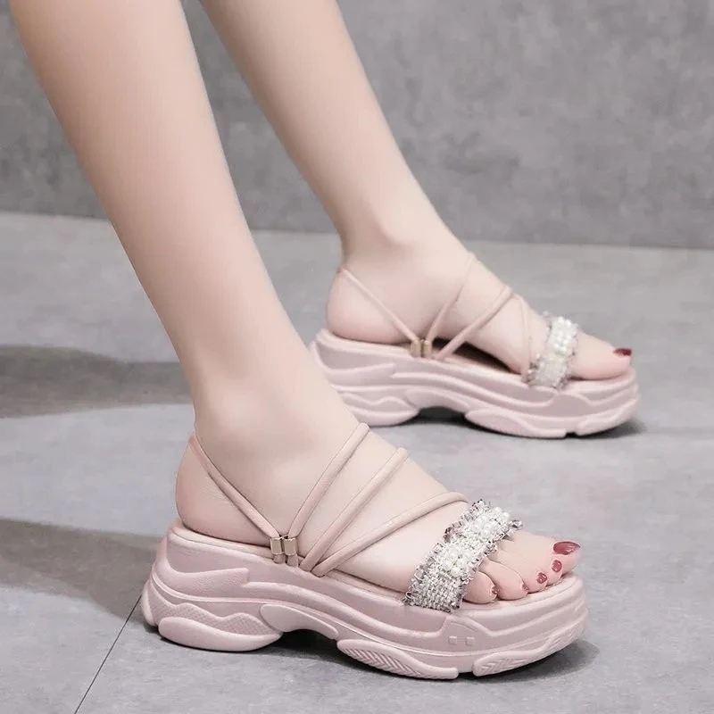 

Shoes Woman 2021 Female Slippers Med Glitter Slides Platform Fashion New Sneaker Flat Jelly Luxury Soft Summer Scandals Basic Cr