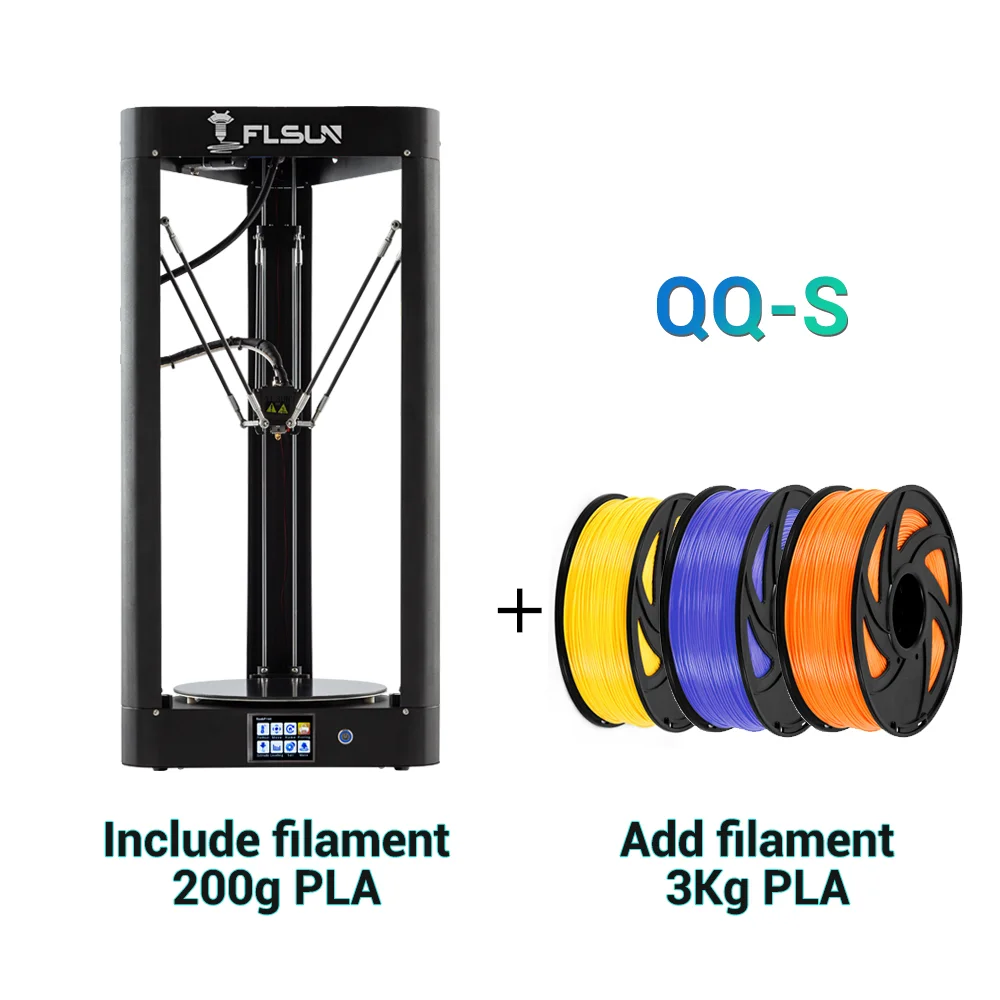 FLSUN QQ-S высокоскоростной Delta 3d принтер, большого размера плюс 255*360 мм kossel 3D-принтер обновленный автоматический Выравнивающий сенсорный экран