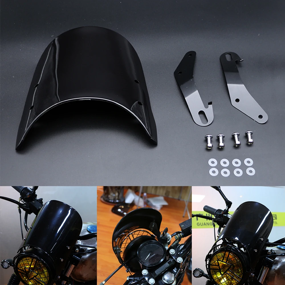 

Motorcycle Windshield Windscreen With Metal Mounting Bracket Universal Retro Windshield For Honda Yamaha Kawasaki 5-7&Amp;Quot;