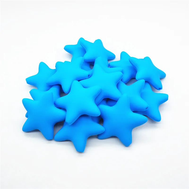 Sky Blue Ченкэй 10 шт. силиконовый Прорезыватель зубов в виде звезды для изготовления украшений своими руками, Мама Носить Baby Shower соска пустышка для кормления ювелирных изделий прорезывания зубов игрушки Микки бусины - Цвет: Sky Blue