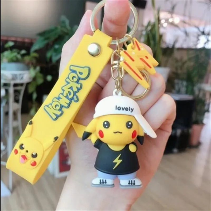 

Pokemon Cute Pikachu Anime Figure Silica Gel Car Key Chain Action Figure Toys Cartoon Knapsack Pendant Pikachu Pokemon Toy