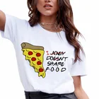 Белая футболка с коротким рукавом, с принтом в виде гамбургера, пиццы, женская футболка Harajuku, летняя женская футболка для отдыха