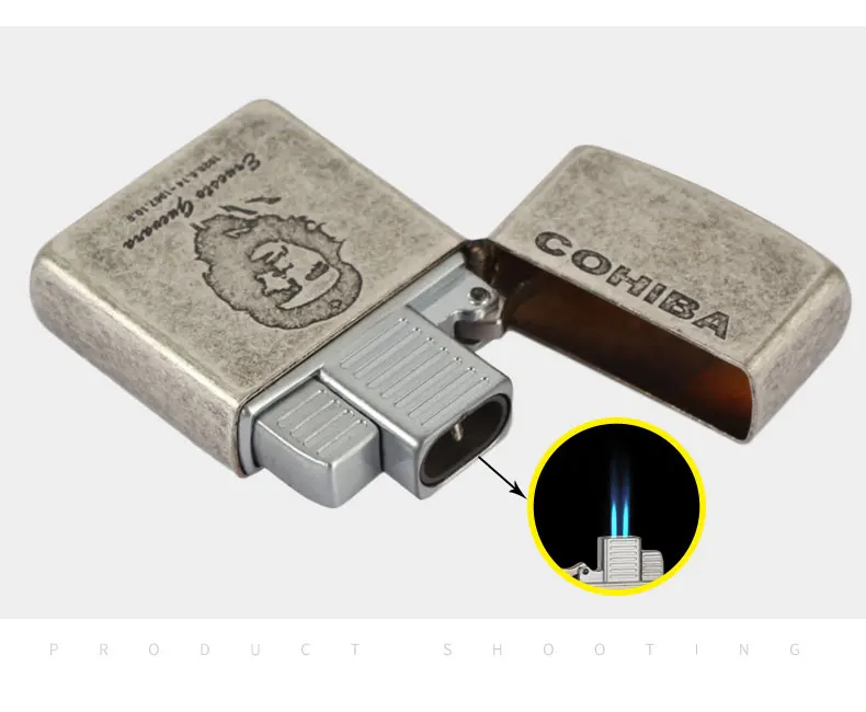 COHIBA зажигалка для сигар, 2 фонарь, Крутые гаджеты, портативная Зажигалка для сигарет, аксессуары для путешествий с подарочной коробкой