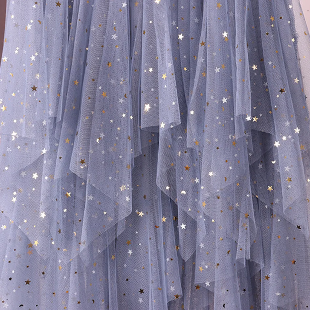 & 35 Женская длинная Тюлевая юбка с высокой талией плиссированная блестящая