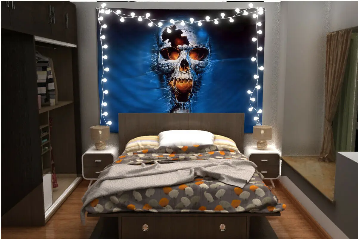 

Skull Scared Tapestry Art Wall Hanging Sofa Table Bed Cover Home Decor