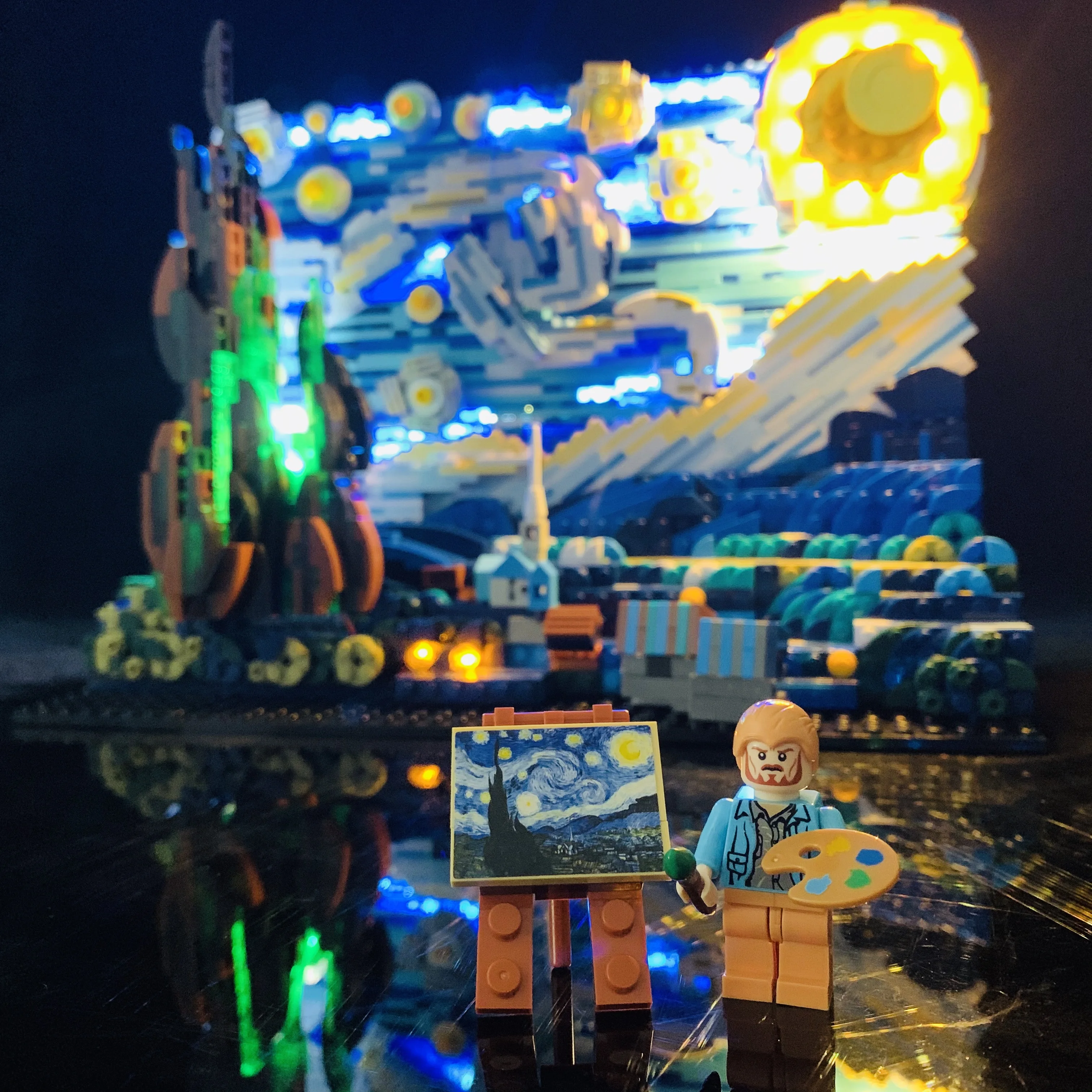 Juego de pintura de mosaico de Arte de p&iacute;xel MOC, piezas de luz, obra maestra del mundo, bloques de construcci&oacute;n, regalo para ni&ntilde;o-0