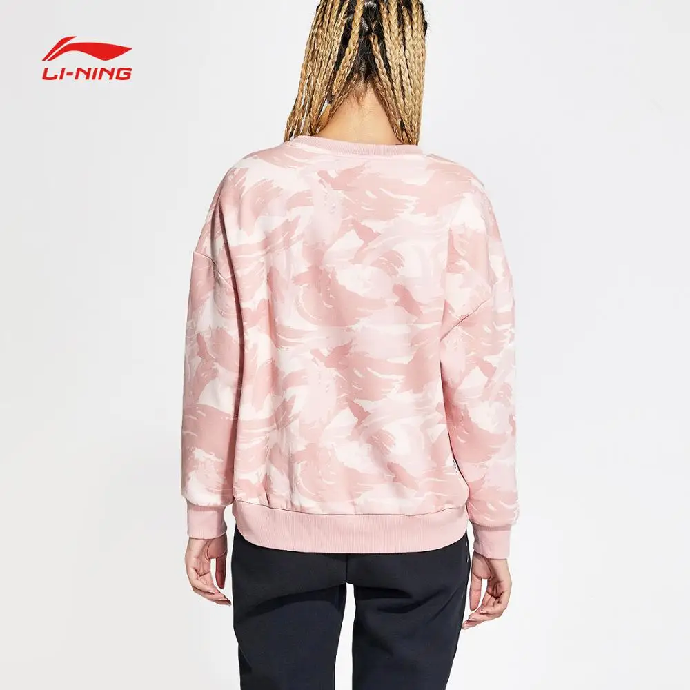 Li-Ning женский трендовый свитер, теплый флис, свободный крой, 66% полиэстер, 34% хлопок, подкладка, спортивные топы, толстовки AWDN808 WWW989