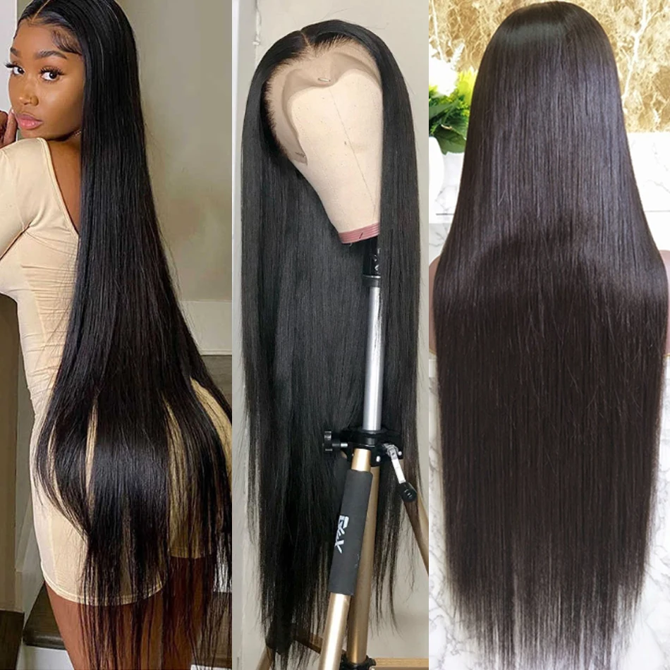 30 40Inches Human Hair Wig 13X4 Lace Closure Pre Plucked with baby hair perruque longue cheveux humain Malaysian Remy 150Density