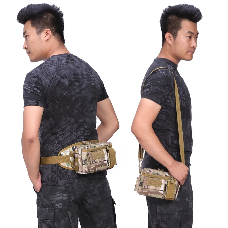 

Outdoor Sport Travel Single Shoulder Bag 600D Nylon Waterproof Multifunction Unisex Trekking Camping Climbing Removable Belt Bag